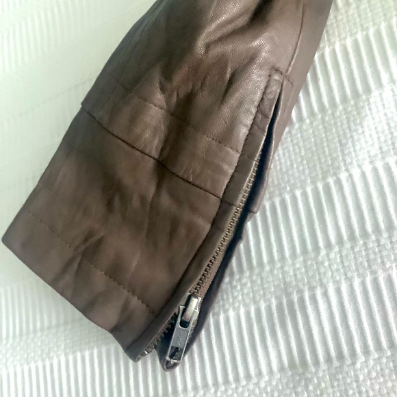 Burning Torch Aviator washable leather jacket Taupe Light Brown Cocoa sz S 2-4 - Picture 7 of 10